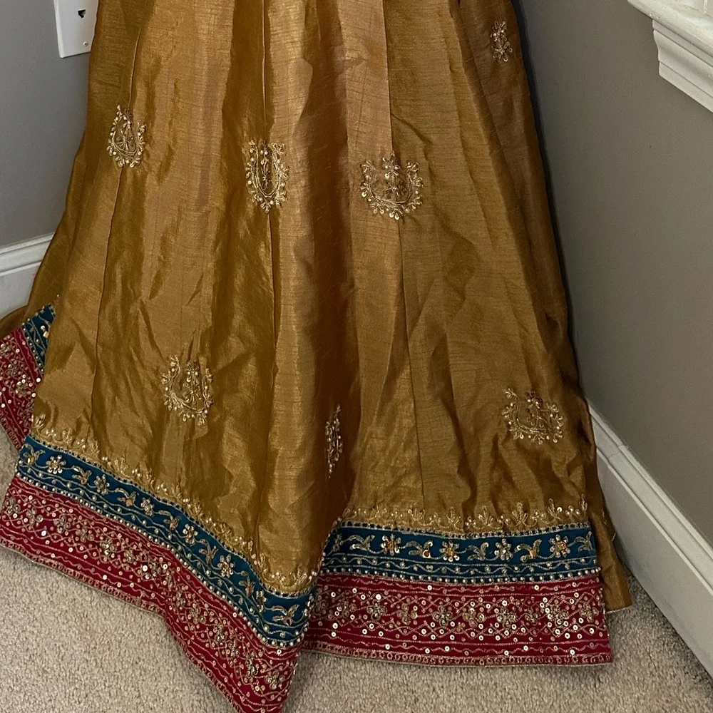 Embellished Golden Brown Traditional Evening Dress - Picture 12 of 14